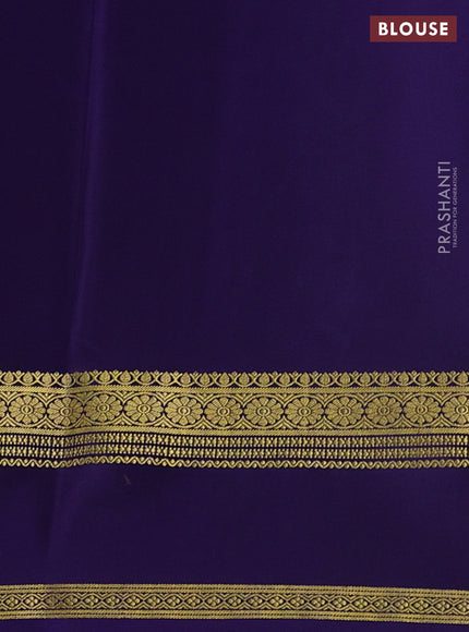 Pure mysore silk saree teal green and dark blue with plain body and rettapet zari woven border