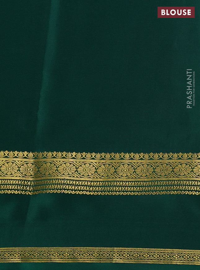 Pure mysore silk saree pink and green with plain body and rettapet zari woven border
