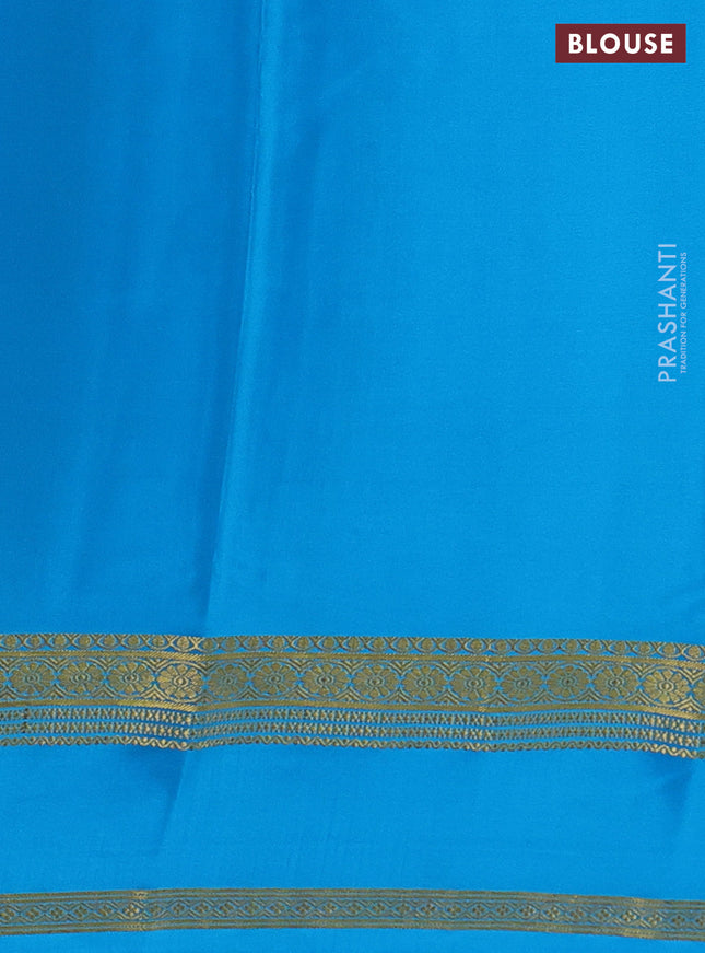 Pure mysore silk saree royal blue and cs blue with plain body and rettapet zari woven border