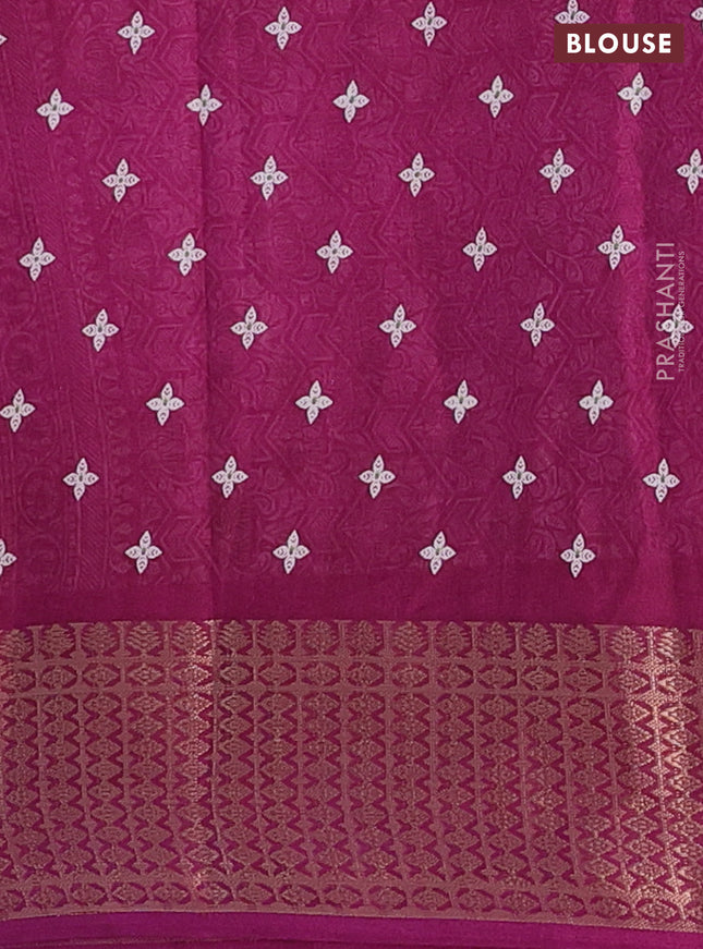 Semi dola saree wine shade with allover zig zag prints and zari woven border