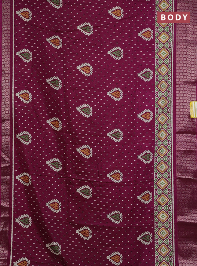 Semi dola saree wine shade with allover prints and zari woven border