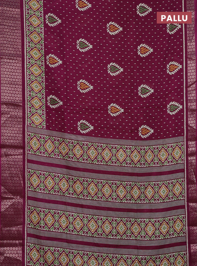 Semi dola saree wine shade with allover prints and zari woven border