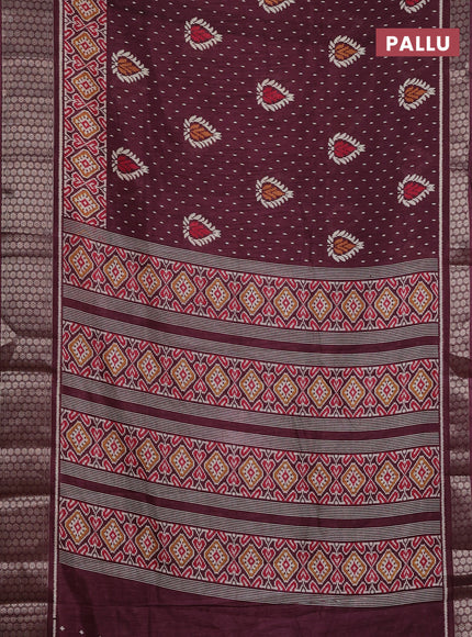 Semi dola saree brown shade with allover prints and zari woven border
