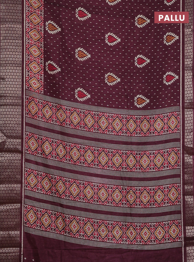 Semi dola saree brown shade with allover prints and zari woven border