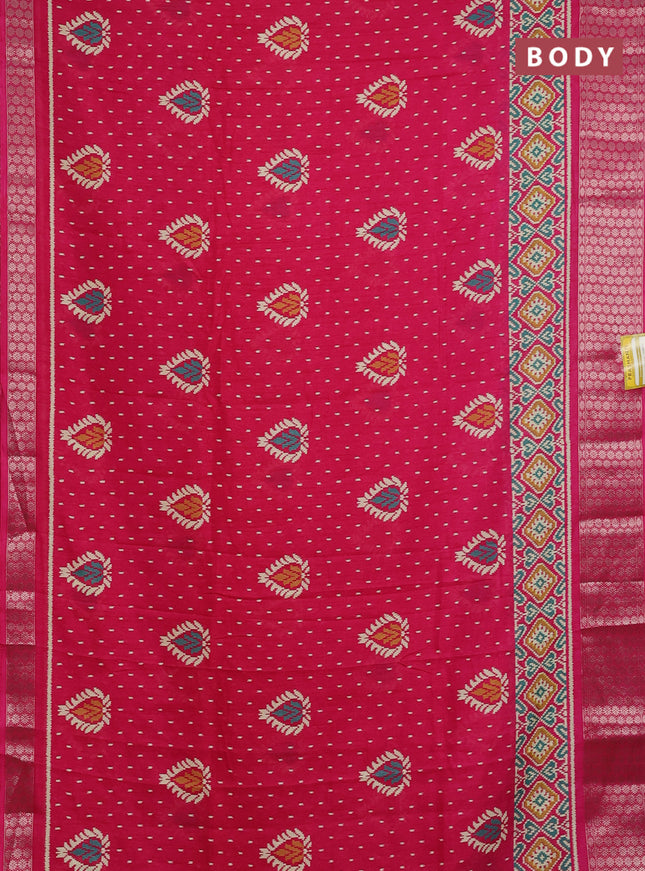 Semi dola saree pink with allover prints and zari woven border