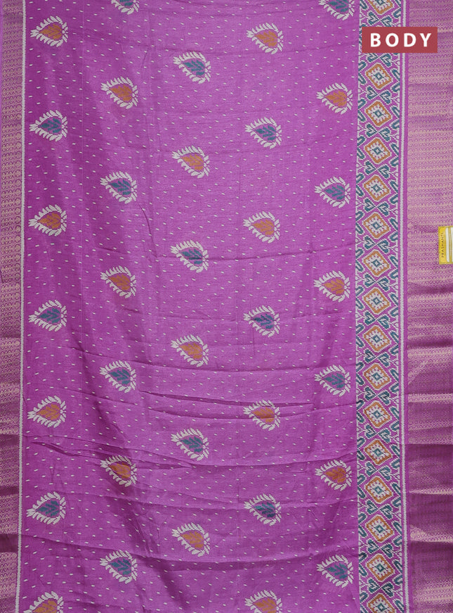 Semi dola saree lavender with allover prints and zari woven border