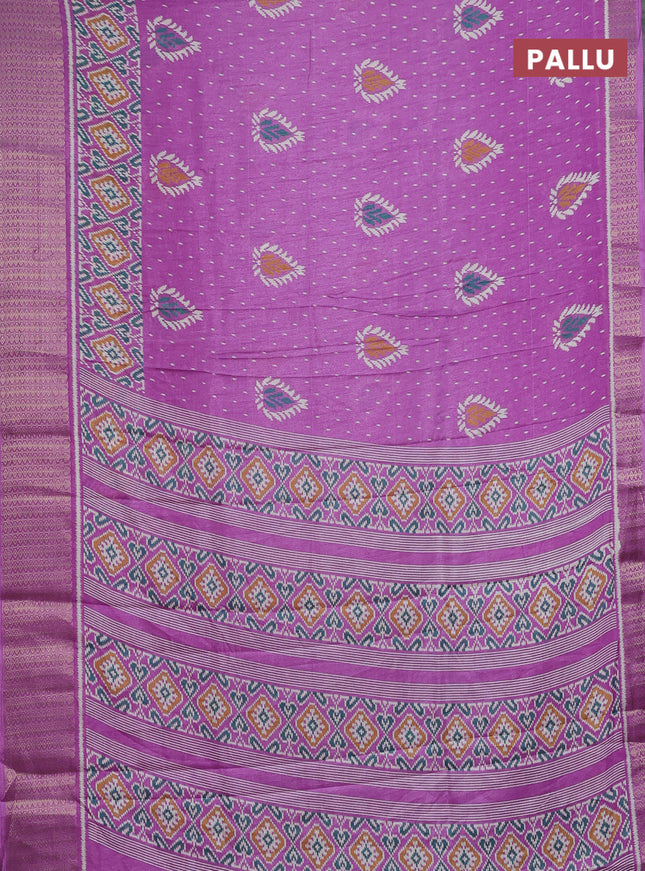 Semi dola saree lavender with allover prints and zari woven border