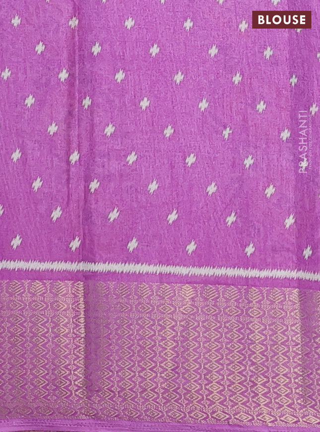 Semi dola saree lavender with allover prints and zari woven border