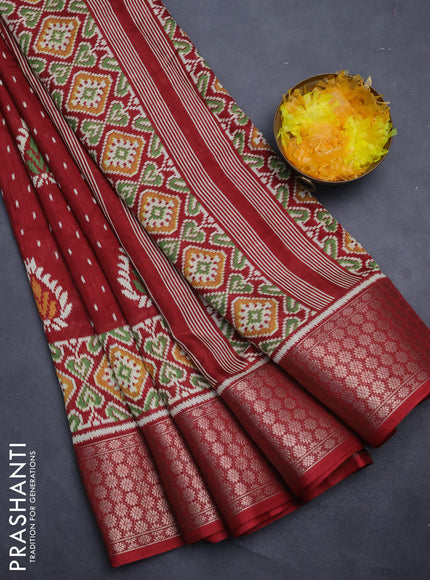 Semi dola saree maroon with allover prints and zari woven border