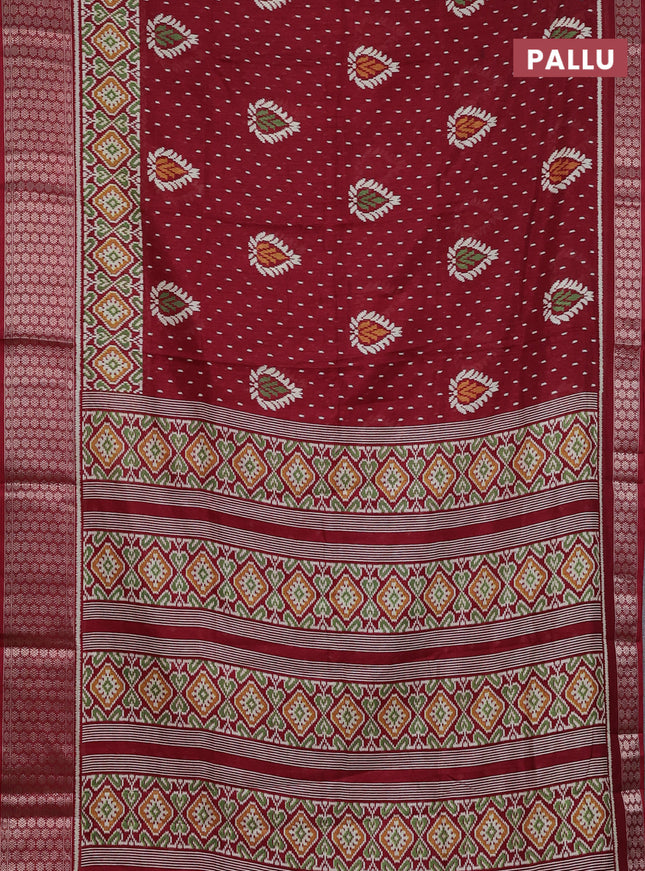 Semi dola saree maroon with allover prints and zari woven border