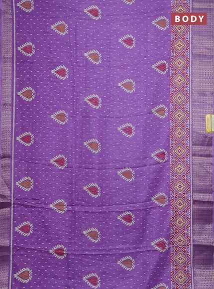 Semi dola saree lavender with allover prints and zari woven border