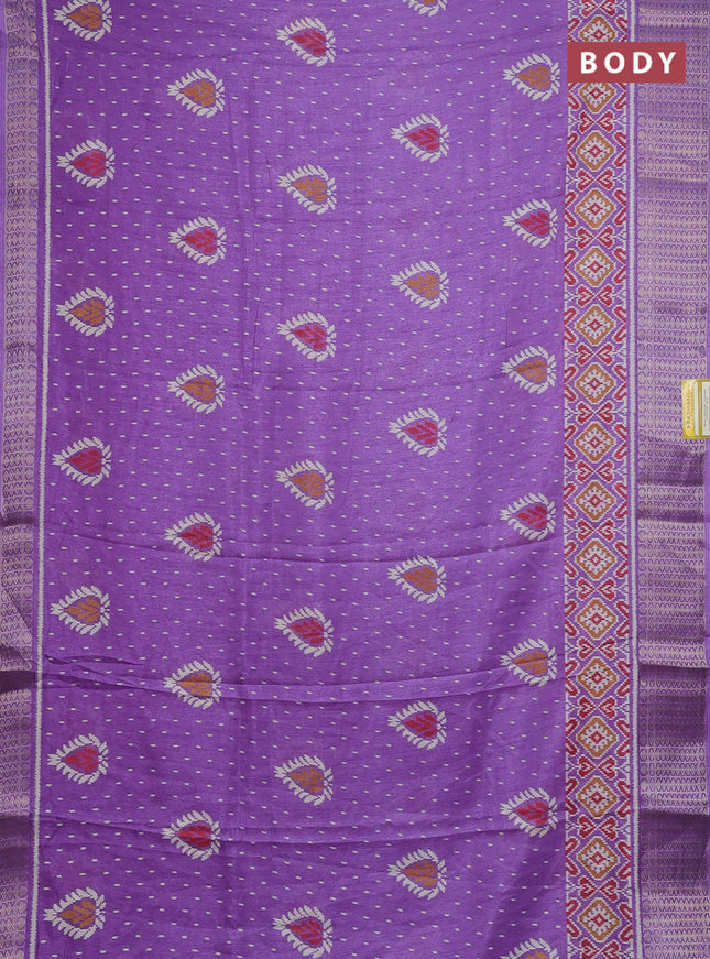 Semi dola saree lavender with allover prints and zari woven border