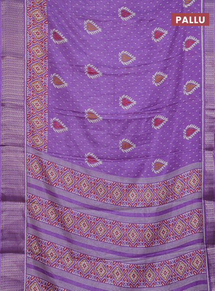 Semi dola saree lavender with allover prints and zari woven border