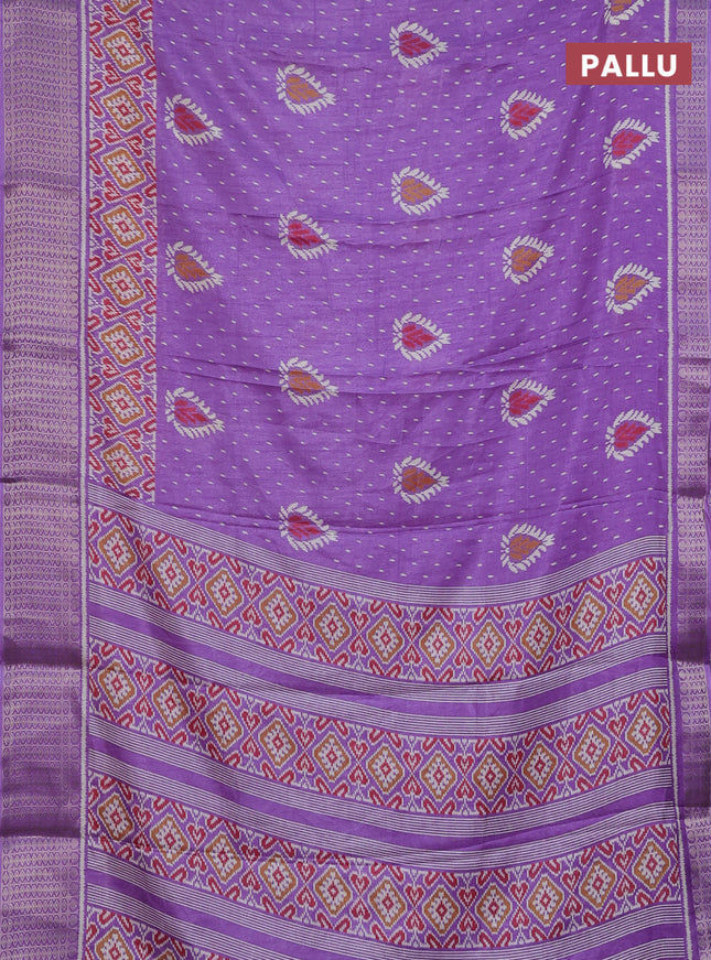 Semi dola saree lavender with allover prints and zari woven border