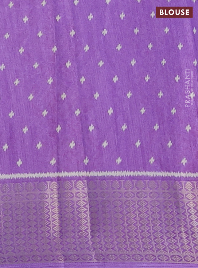 Semi dola saree lavender with allover prints and zari woven border