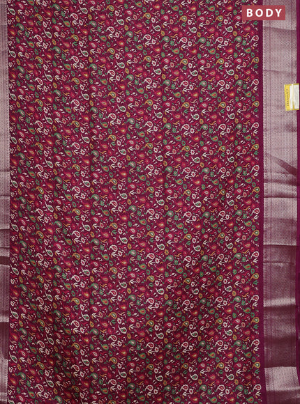 Semi dola saree wine shade with allover prints and zari woven border