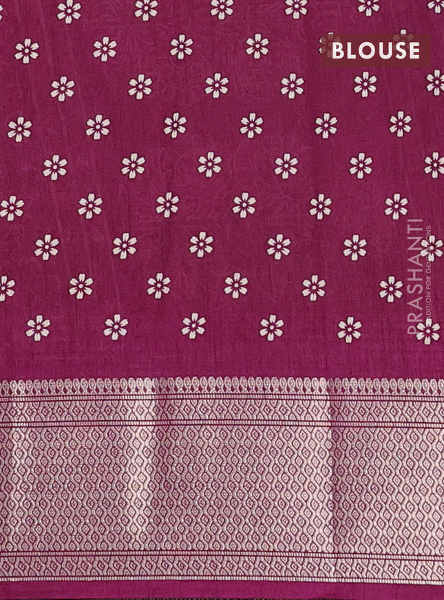 Semi dola saree wine shade with allover prints and zari woven border