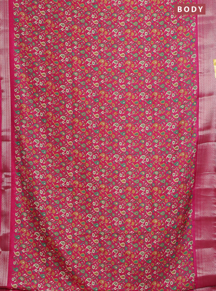 Semi dola saree pink with allover prints and zari woven border