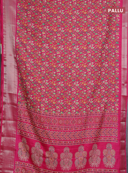 Semi dola saree pink with allover prints and zari woven border