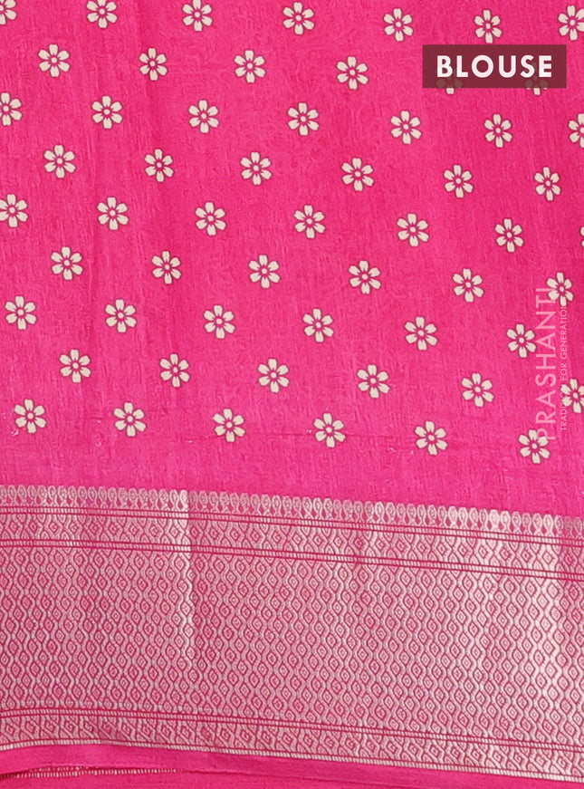 Semi dola saree pink with allover prints and zari woven border