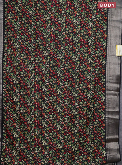 Semi dola saree black with allover prints and zari woven border