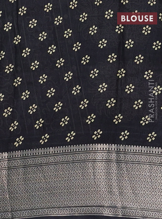 Semi dola saree black with allover prints and zari woven border