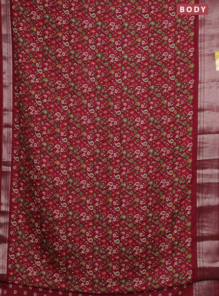 Semi dola saree maroon with allover prints and zari woven border