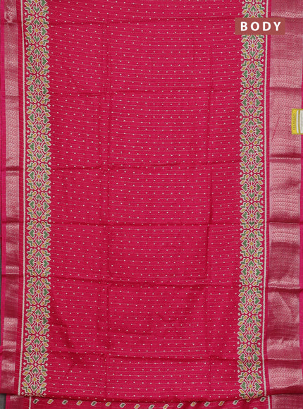 Semi dola saree pink with allover ikat butta prints & zari weaves and zari woven border