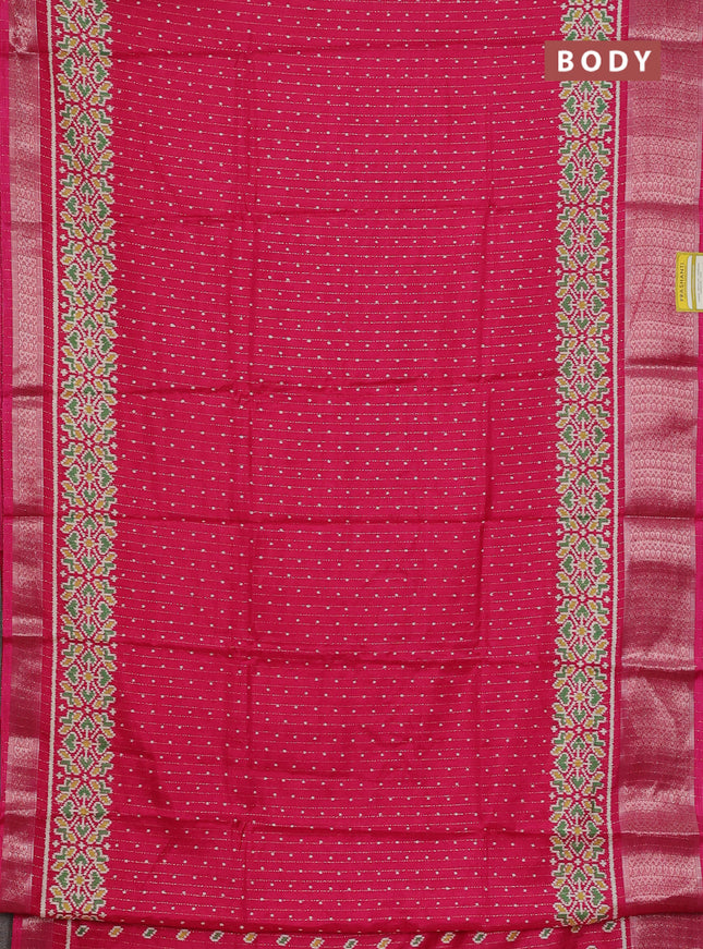 Semi dola saree pink with allover ikat butta prints & zari weaves and zari woven border
