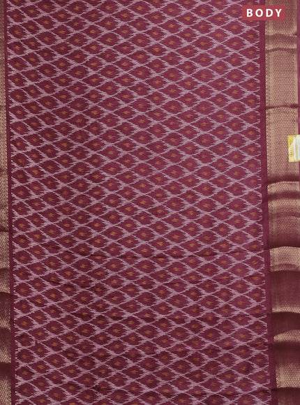 Semi dola saree maroon with allover ikat prints and zari woven border