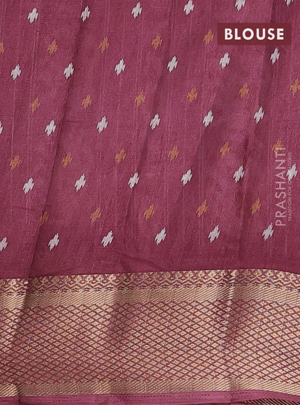 Semi dola saree maroon with allover ikat prints and zari woven border