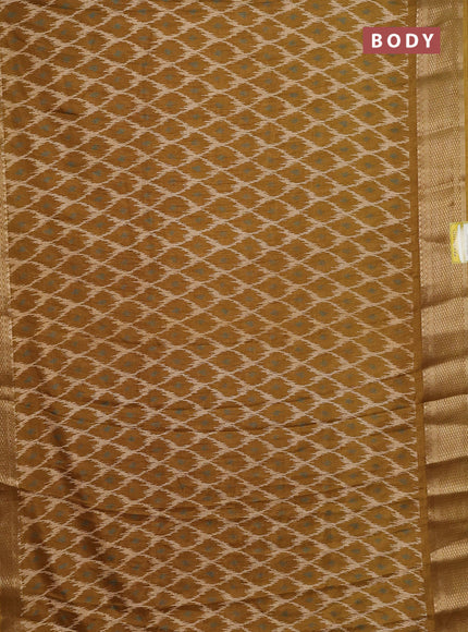 Semi dola saree mustard yellow with allover ikat prints and zari woven border