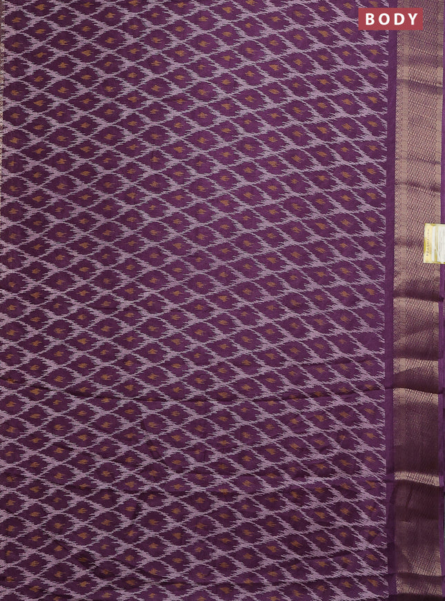 Semi dola saree purple shade with allover ikat prints and zari woven border