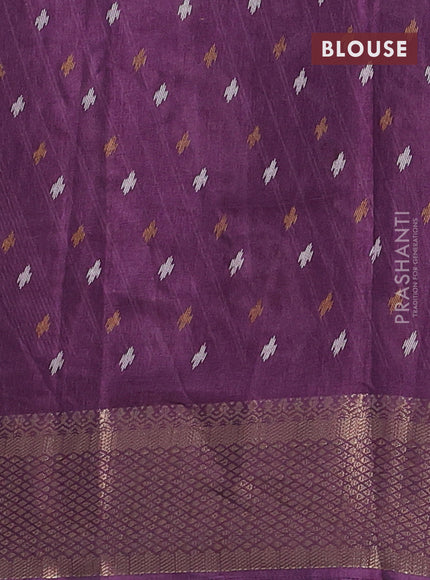 Semi dola saree purple shade with allover ikat prints and zari woven border