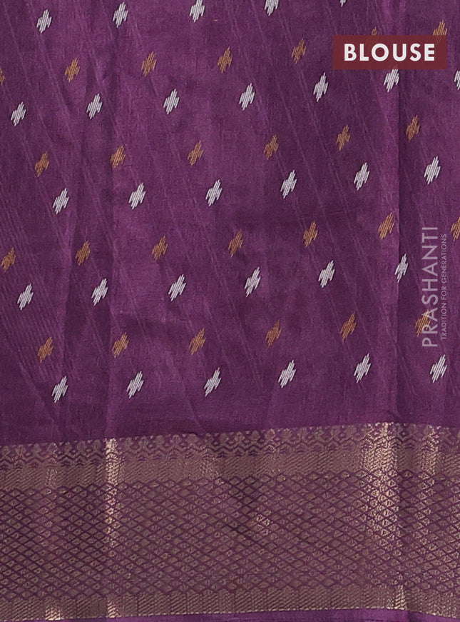 Semi dola saree purple shade with allover ikat prints and zari woven border