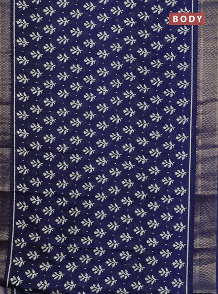 Semi dola saree navy blue with allover ikat butta prints and zari woven border