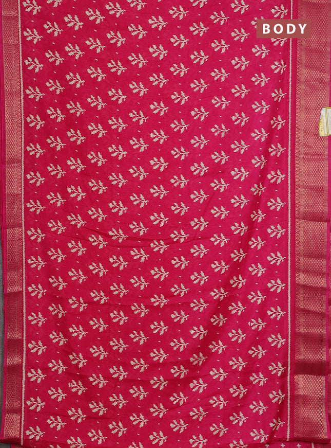 Semi dola saree pink with allover ikat butta prints and zari woven border