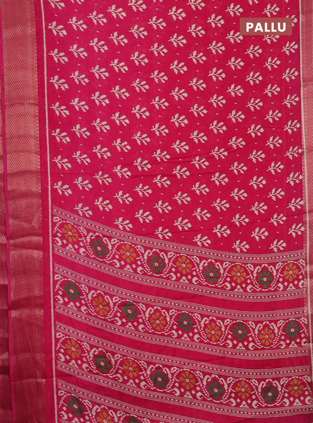 Semi dola saree pink with allover ikat butta prints and zari woven border