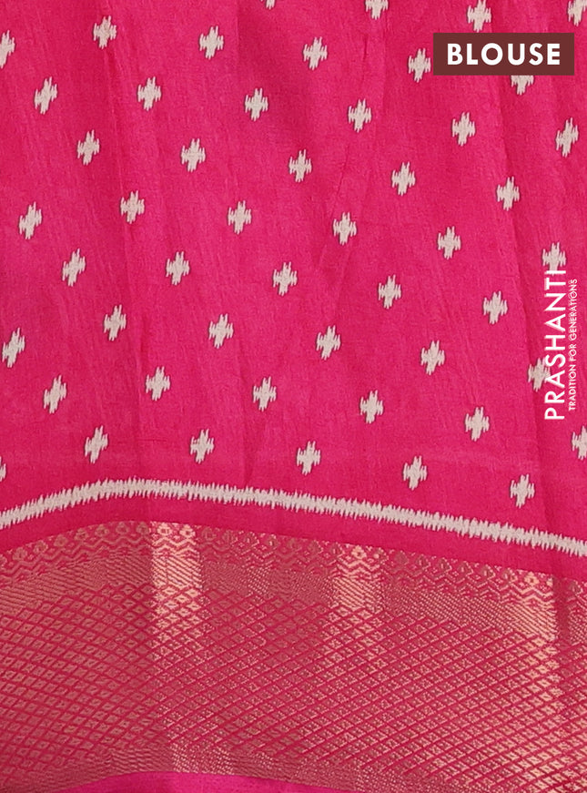 Semi dola saree pink with allover ikat butta prints and zari woven border