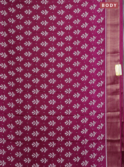 Semi dola saree wine shade with allover ikat butta prints and zari woven border