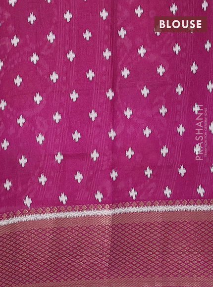 Semi dola saree wine shade with allover ikat butta prints and zari woven border