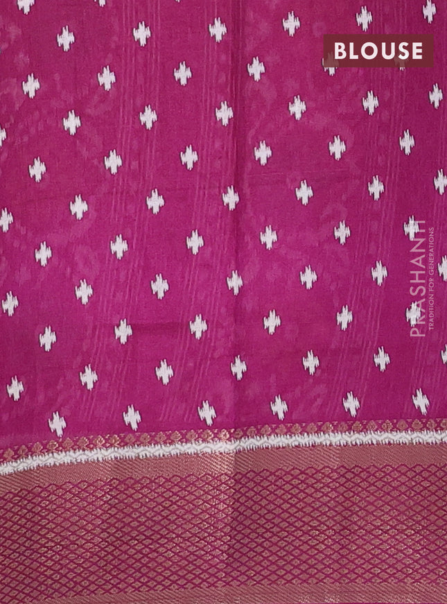 Semi dola saree wine shade with allover ikat butta prints and zari woven border