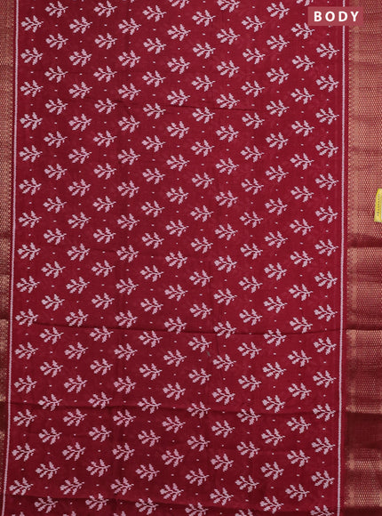 Semi dola saree maroon with allover ikat butta prints and zari woven border