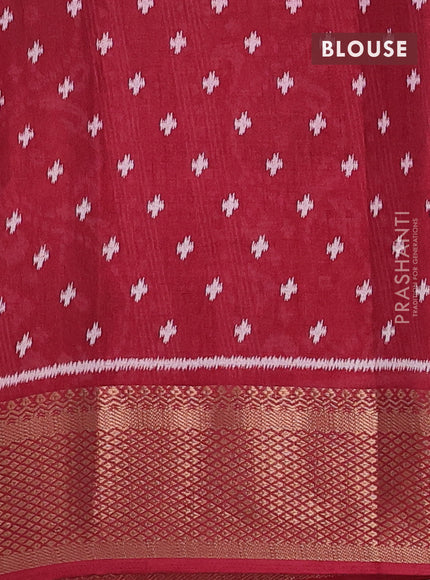 Semi dola saree maroon with allover ikat butta prints and zari woven border
