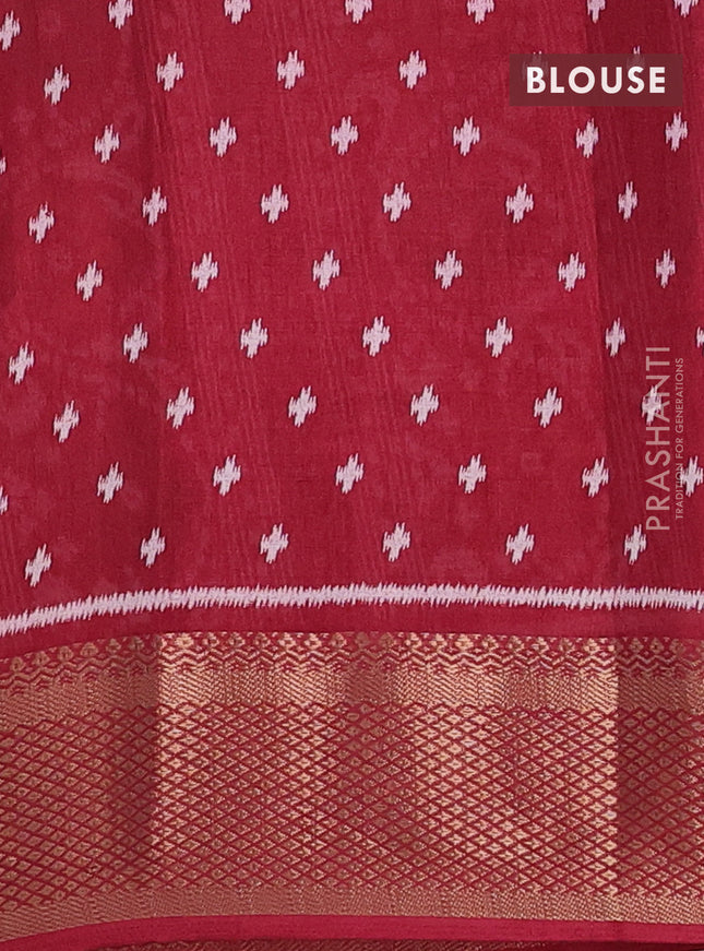 Semi dola saree maroon with allover ikat butta prints and zari woven border