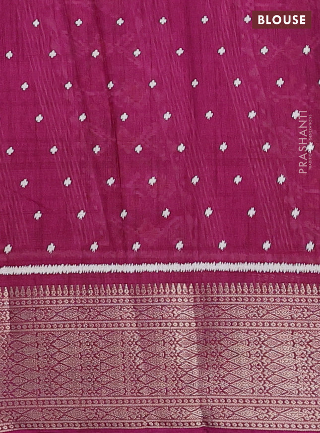 Semi dola saree wine shade with allover ikat prints and zari woven border