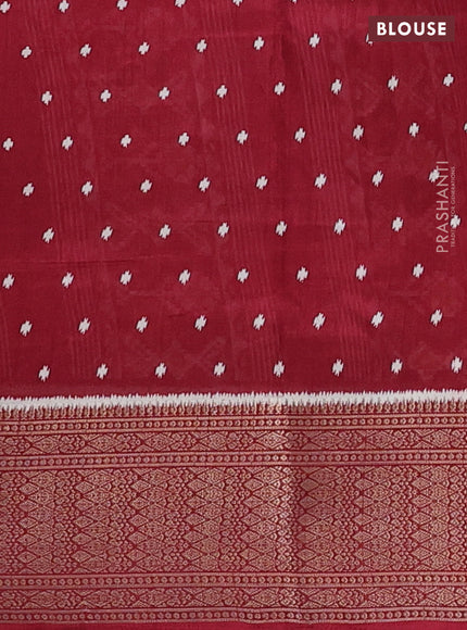 Semi dola saree maroon with allover ikat prints and zari woven border