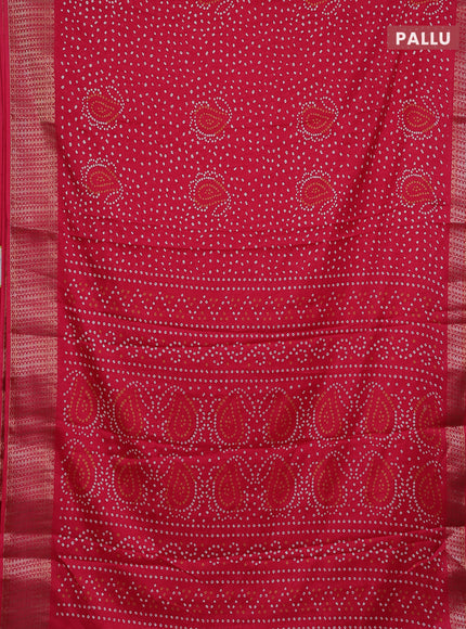 Semi dola saree pink with allover bandhani prints and zari woven border