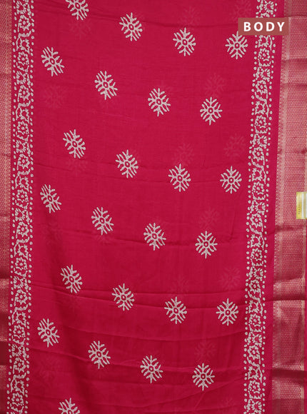 Semi dola saree pink with butta prints and zari woven border