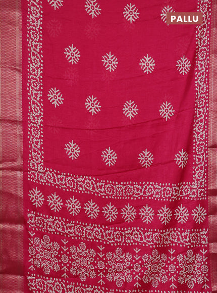 Semi dola saree pink with butta prints and zari woven border